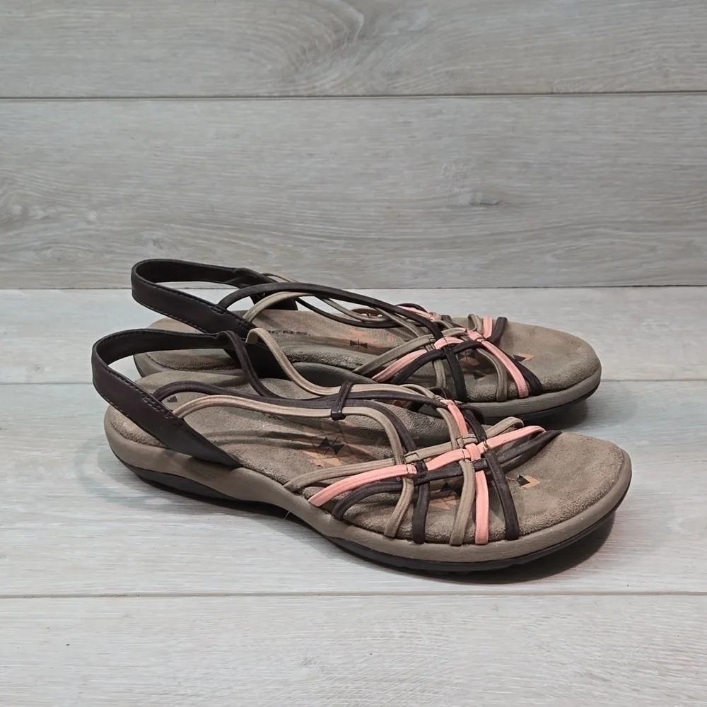 Skechers Womens Memory Foam Reggae Strappy Sandals Slide Flats shoes sz 7